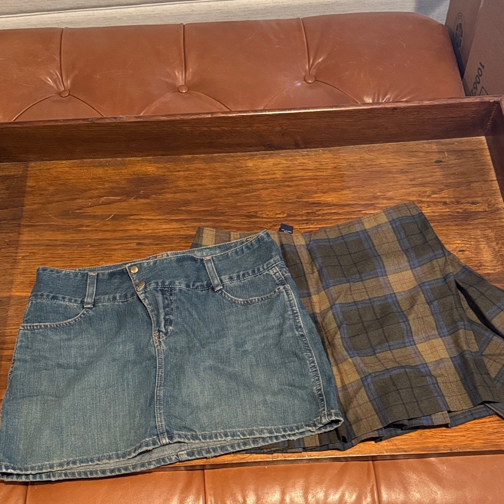 American eagle vintage Denim and Plaid Mini Skirt Set